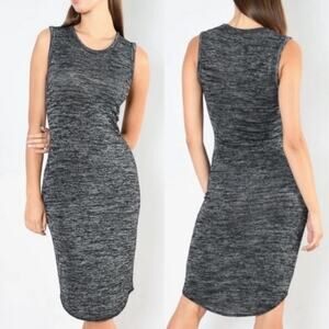 Aritzia Wilfred Bruni Midi Dress Marled Heathered Gray Sleeveless Medium